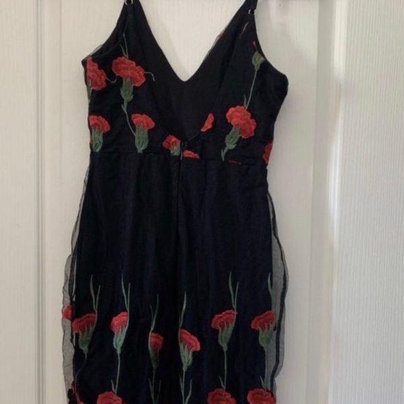 black dress with red flowers